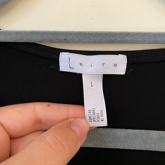 LEITH DEEP V NECK BLACK LONG SLEEVE BODYSUIT SIZE L - Picture 4 of 6